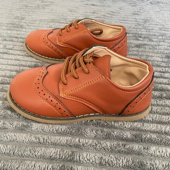 Meckior Toddler Boy Size 10.5 Brown Dress Shoes Oxford Lace Up - Picture 2 of 7